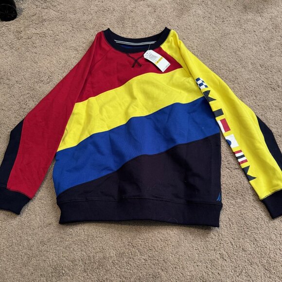Nautica Other - Nautica Color Block Long Sleeve Shirt Vintage 90s M (10/12) Kids Diagonal Stripe